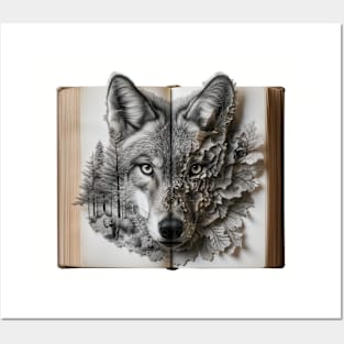 A wolf appeared from an open book. Posters and Art